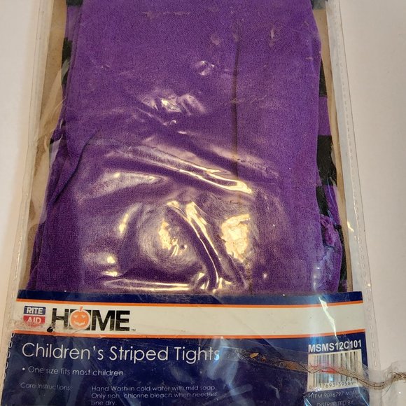 Purple and Black Children's Striped Tights - Picture 3 of 4
